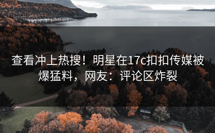 查看冲上热搜！明星在17c扣扣传媒被爆猛料，网友：评论区炸裂