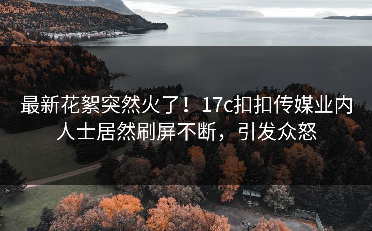 最新花絮突然火了！17c扣扣传媒业内人士居然刷屏不断，引发众怒