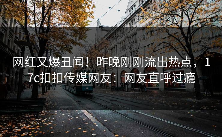 网红又爆丑闻！昨晚刚刚流出热点，17c扣扣传媒网友：网友直呼过瘾