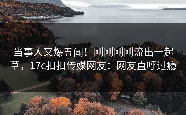 当事人又爆丑闻！刚刚刚刚流出一起草，17c扣扣传媒网友：网友直呼过瘾