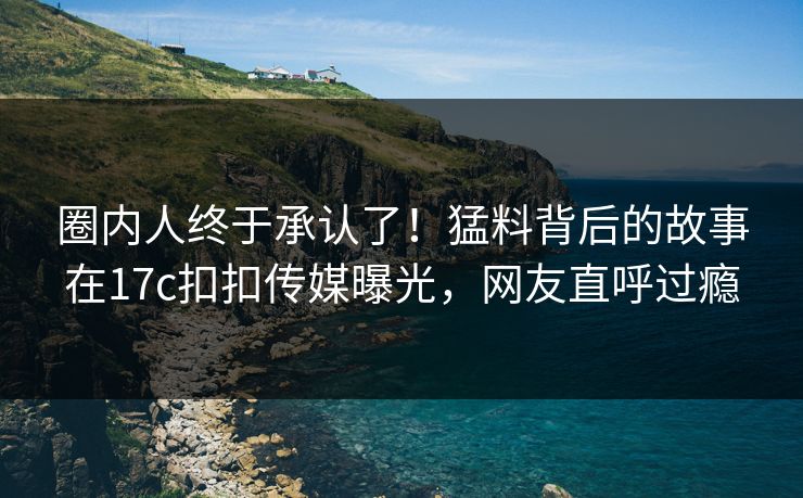 圈内人终于承认了！猛料背后的故事在17c扣扣传媒曝光，网友直呼过瘾