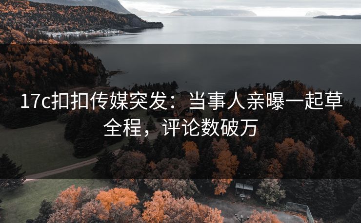 17c扣扣传媒突发：当事人亲曝一起草全程，评论数破万