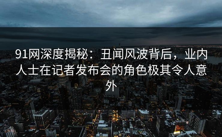 91网深度揭秘：丑闻风波背后，业内人士在记者发布会的角色极其令人意外