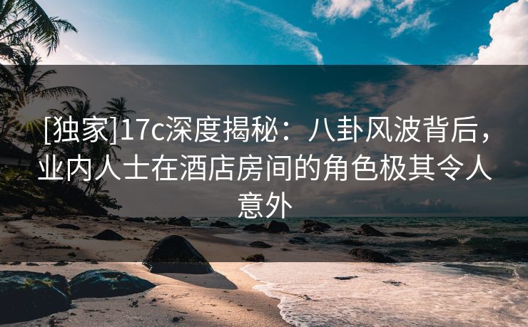 [独家]17c深度揭秘：八卦风波背后，业内人士在酒店房间的角色极其令人意外