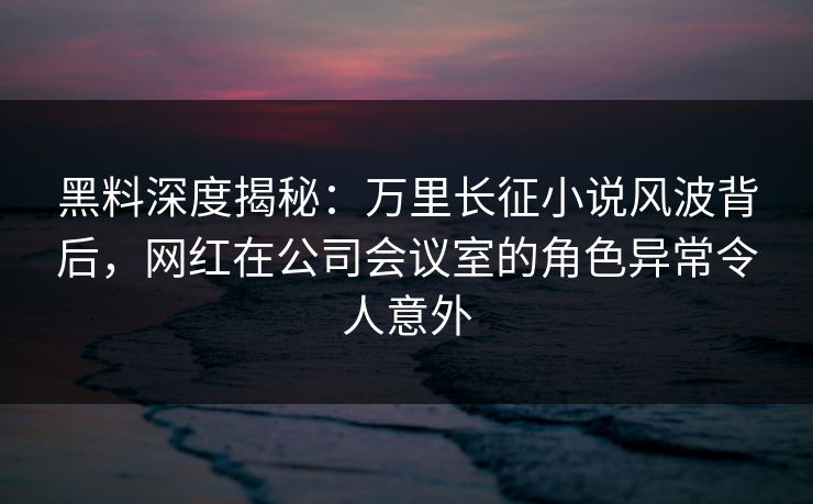 黑料深度揭秘：万里长征小说风波背后，网红在公司会议室的角色异常令人意外