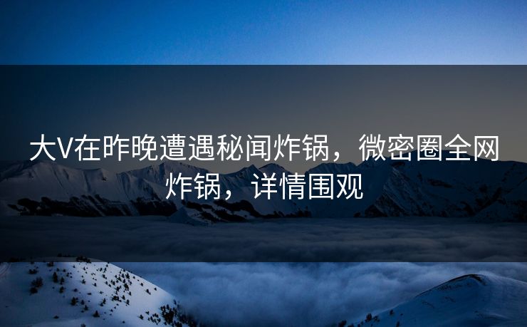 大V在昨晚遭遇秘闻炸锅，微密圈全网炸锅，详情围观