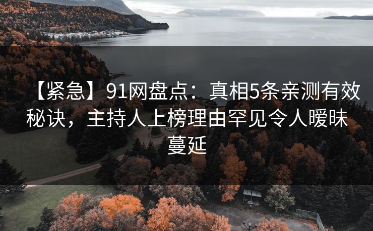 【紧急】91网盘点：真相5条亲测有效秘诀，主持人上榜理由罕见令人暧昧蔓延